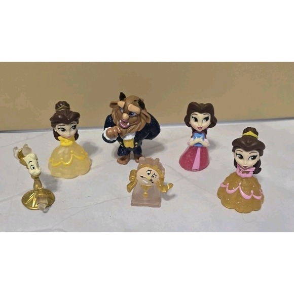 Disney Other - Disney Comic Character Beauty And The Beast Movie Figurines Lot Of 6